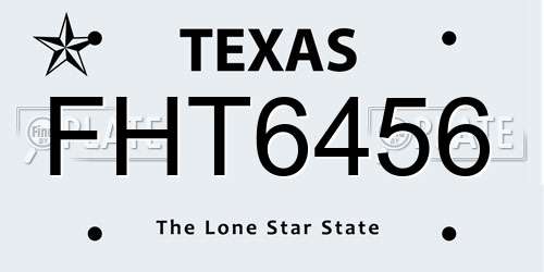 FHT6456 Texas License Plate