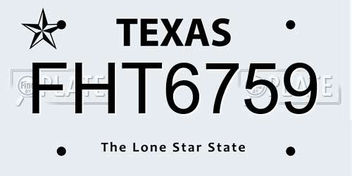 FHT6759 Texas License Plate