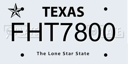 FHT7800 Texas License Plate