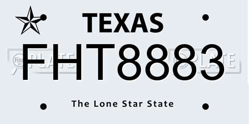 FHT8883 Texas License Plate