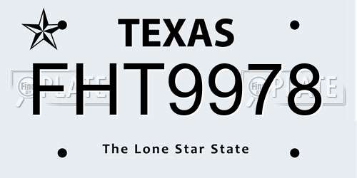 FHT9978 Texas License Plate