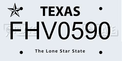 FHV0590 Texas License Plate