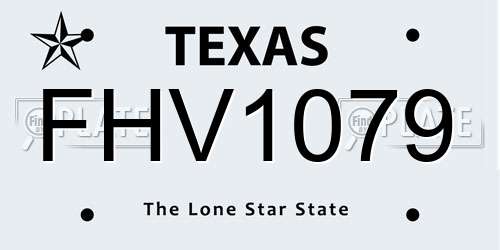 FHV1079 Texas License Plate