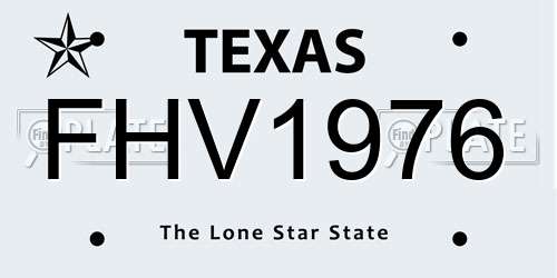 FHV1976 Texas License Plate