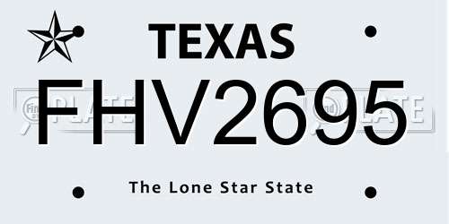 FHV2695 Texas License Plate