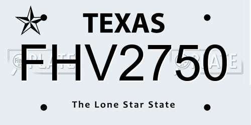 FHV2750 Texas License Plate