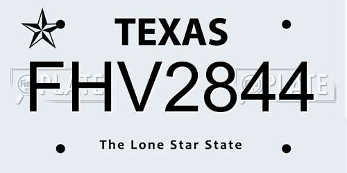 FHV2844 Texas License Plate