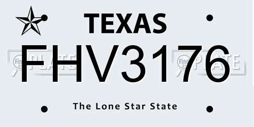 FHV3176 Texas License Plate