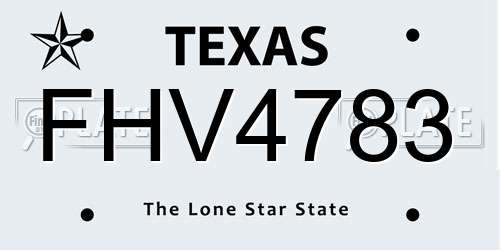 FHV4783 Texas License Plate