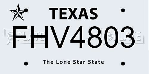 FHV4803 Texas License Plate