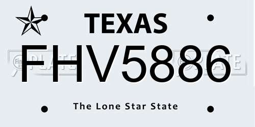 FHV5886 Texas License Plate