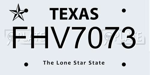FHV7073 Texas License Plate