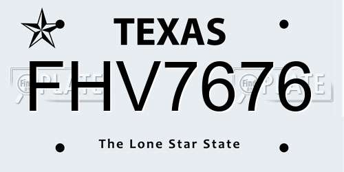 FHV7676 Texas License Plate