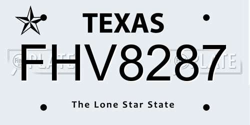 FHV8287 Texas License Plate