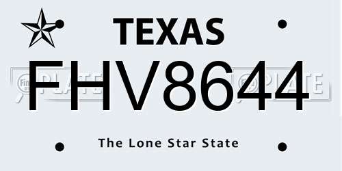 FHV8644 Texas License Plate