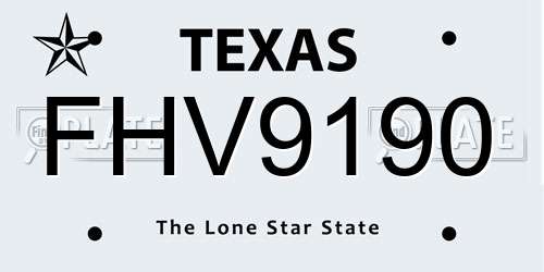 FHV9190 Texas License Plate
