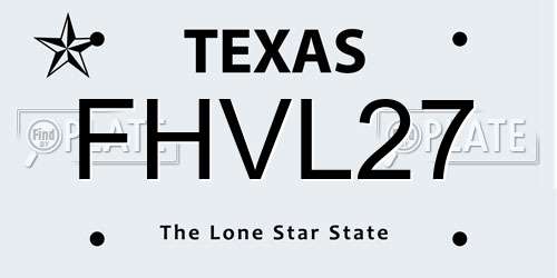 FHVL27 Texas License Plate