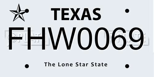 FHW0069 Texas License Plate