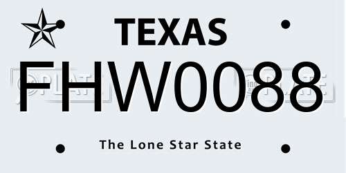 FHW0088 Texas License Plate
