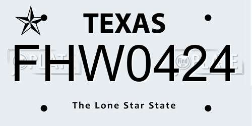 FHW0424 Texas License Plate
