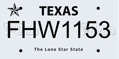 FHW1153 Texas License Plate