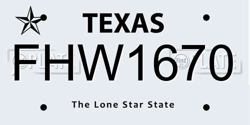 FHW1670 Texas License Plate