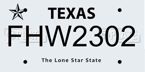 FHW2302 Texas License Plate