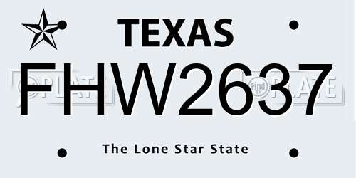 FHW2637 Texas License Plate