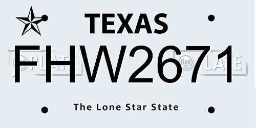 FHW2671 Texas License Plate