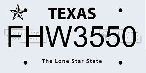 FHW3550 Texas License Plate