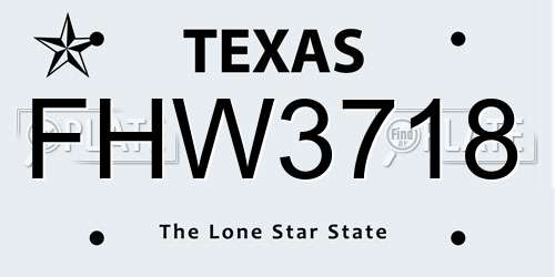 FHW3718 Texas License Plate
