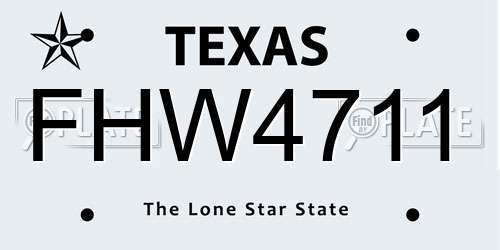 FHW4711 Texas License Plate
