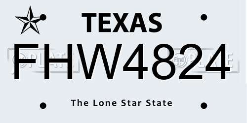 FHW4824 Texas License Plate