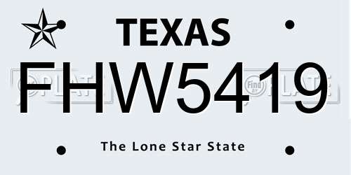 FHW5419 Texas License Plate