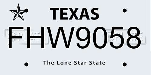 FHW9058 Texas License Plate