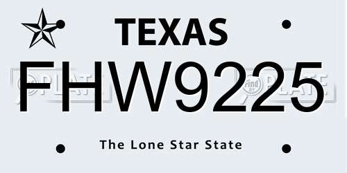 FHW9225 Texas License Plate