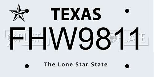 FHW9811 Texas License Plate