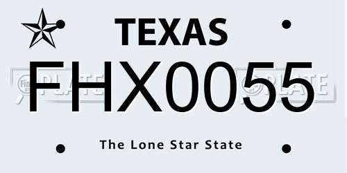 FHX0055 Texas License Plate