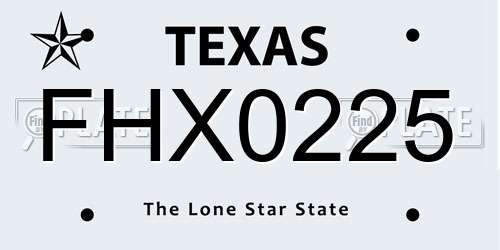 FHX0225 Texas License Plate