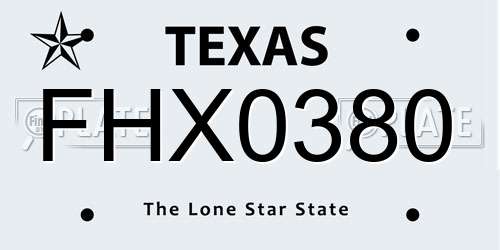 FHX0380 Texas License Plate