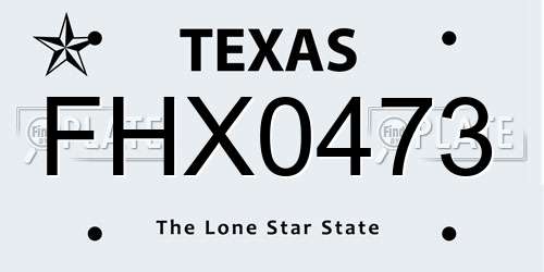 FHX0473 Texas License Plate
