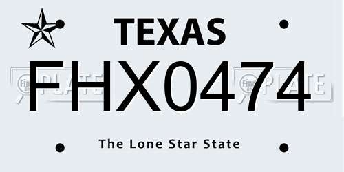 FHX0474 Texas License Plate