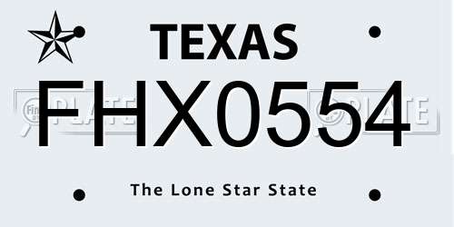 FHX0554 Texas License Plate
