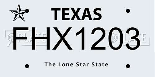FHX1203 Texas License Plate
