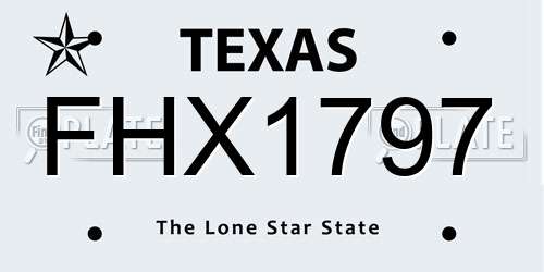 FHX1797 Texas License Plate