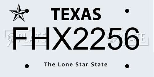 FHX2256 Texas License Plate