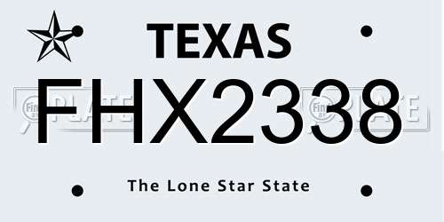 FHX2338 Texas License Plate