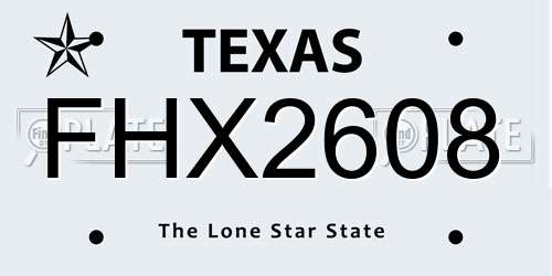 FHX2608 Texas License Plate