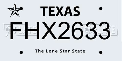 FHX2633 Texas License Plate