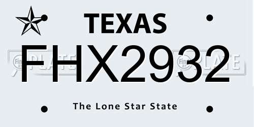 FHX2932 Texas License Plate